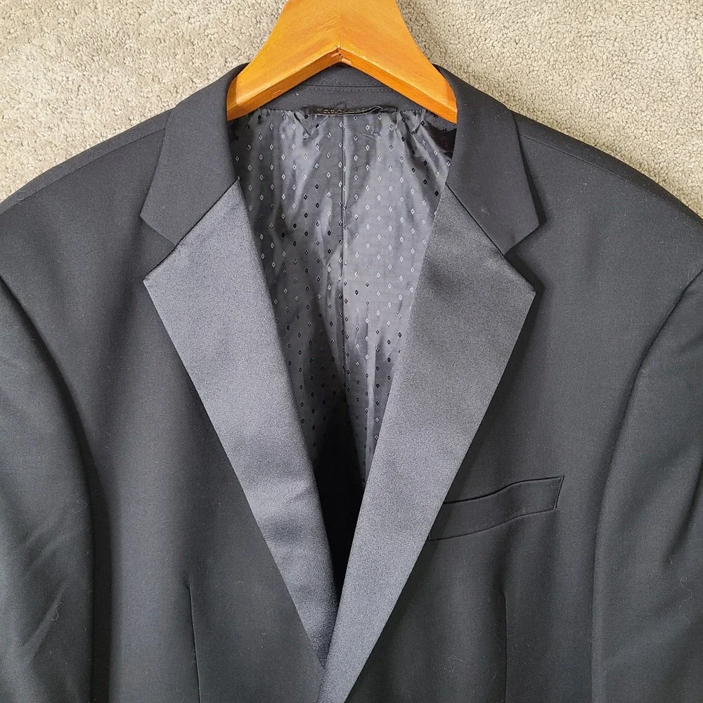 Caravelli Jacket Mens 46S Black Tuxedo Blazer Two Button Poly Viscose Formal